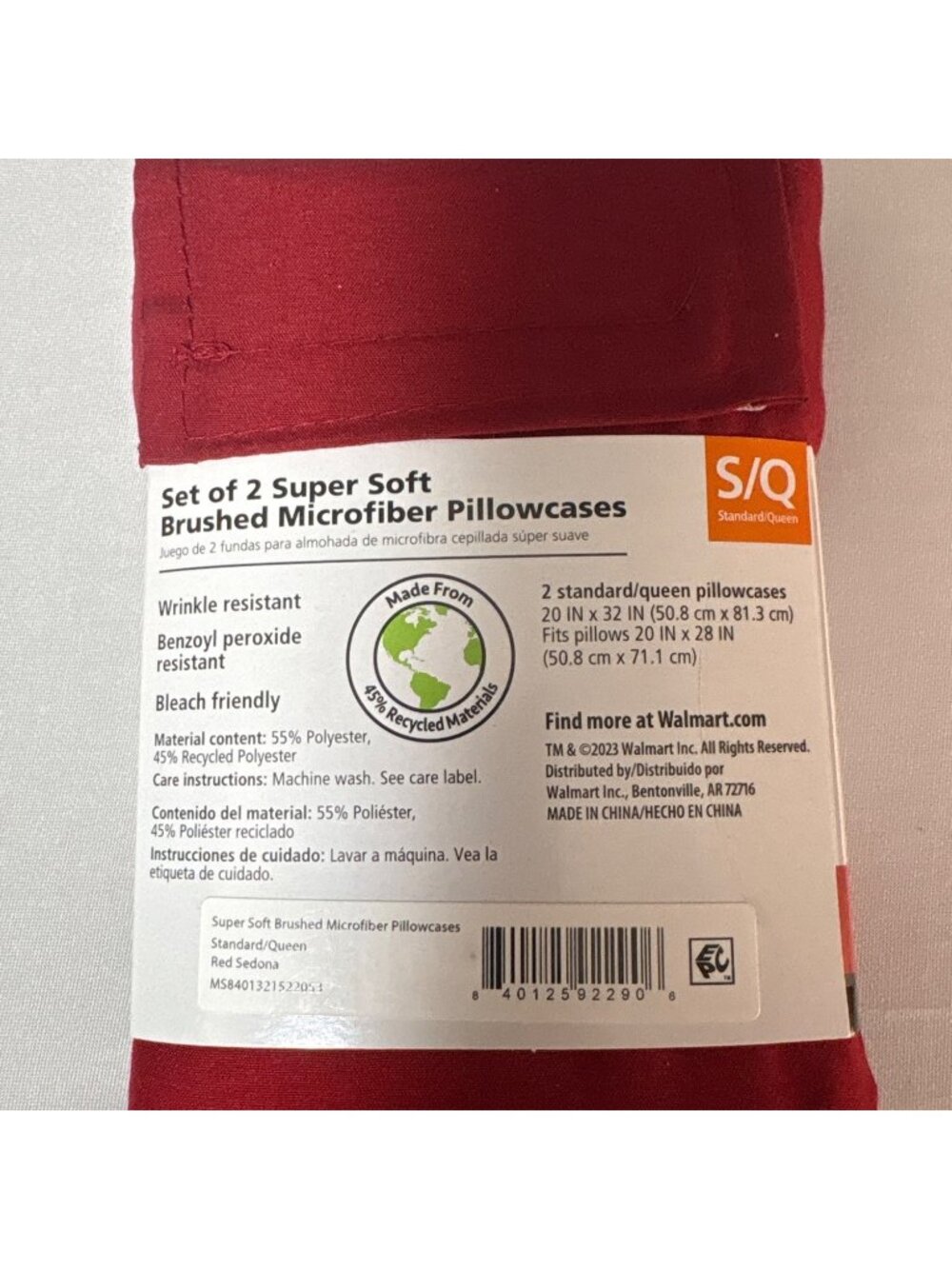 Mainstays Set Of 2 Super Soft Brushed Microfiber Pillowcases Standard/Queen - Picture 2 of 7